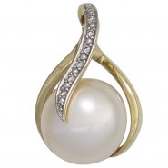JOBO Anh�nger 585 Gold Gelbgold 1 S��wasser Perle 6 Diamanten Perlenanh�nger
