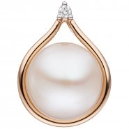JOBO Anh�nger 585 Gold Rotgold 1 S��wasser Perle 1 Diamant Brillant Perlenanh�nger