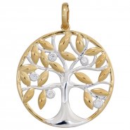 JOBO Anh�nger Baum 585 Gold Gelbgold bicolor 5 Diamanten Brillanten Goldanh�nger