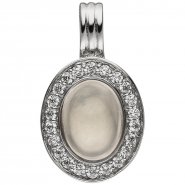 JOBO Anh�nger Einh�nger Oval 925 Sterling Silber 1 Rosenquarz 22 Zirkonia
