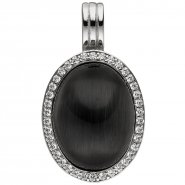 JOBO Anh�nger Einh�nger Oval 925 Sterling Silber Mondstein-Imitation und 38 Zirkonia
