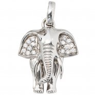 JOBO Anh�nger Elefant 925 Sterling Silber rhodiniert mit 16 Zirkonia Kettenanh�nger