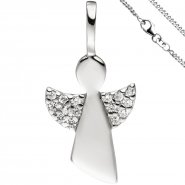 JOBO Anh�nger Engel Schutzengel 925 Sterling Silber Zirkonia mit Kette 38 cm