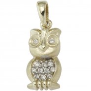 JOBO Anh�nger Eule 333 Gold Gelbgold mattiert mit 12 Zirkonia Goldanh�nger