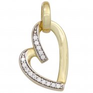 JOBO Anh�nger Herz 333 Gold Gelbgold bicolor mit 15 Zirkonia Herzanh�nger Goldherz