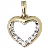JOBO Anh�nger Herz 333 Gold Gelbgold bicolor mit 9 Zirkonia Herzanh�nger Goldherz