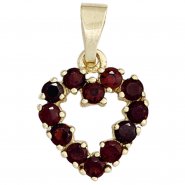 JOBO Anh�nger Herz 375 Gold Gelbgold 12 Granate rot Herzanh�nger Granatherz