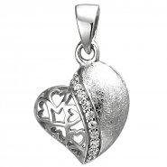 JOBO Anh�nger Herz 925 Sterling Silber eismatt 9 Zirkonia Herzanh�nger Silberanh�nger