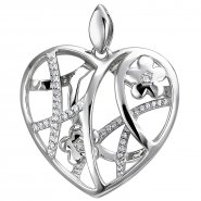 JOBO Anh�nger Herz mit Blumen 925 Sterling Silber 47 Zirkonia Silberanh�nger