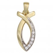 JOBO Anh�nger Ichthys Fisch 333 Gold Gelbgold bicolor 10 Zirkonia