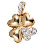 JOBO Anh�nger Kleeblatt 333 Gold Gelbgold bicolor 10 Zirkonia Gl�cksbringer