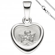 JOBO Anh�nger Kleines Herz Herzchen Schutzengel 925 Sterling Silber mit Kette 42 cm