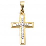 JOBO Anh�nger Kreuz 333 Gold Gelbgold 13 Zirkonia Kreuzanh�nger Goldkreuz