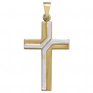 JOBO Anh�nger Kreuz 333 Gold Gelbgold bicolor teil matt Kreuzanh�nger Goldkreuz