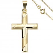 JOBO Anh�nger Kreuz 333 Gold Gelbgold mit Kette 50 cm Goldkreuz Kreuzanh�nger