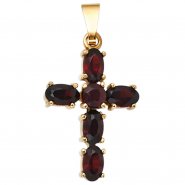 JOBO Anh�nger Kreuz 375 Gold Gelbgold 6 Granate rot Kreuzanh�nger Granatkreuz
