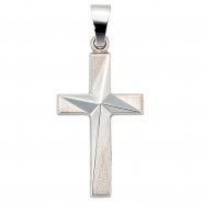 JOBO Anh�nger Kreuz 375 Gold Wei�gold teil matt Kreuzanh�nger Wei�goldkreuz