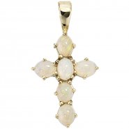 JOBO Anh�nger Kreuz 585 Gold Gelbgold 6 Opale Kreuzanh�nger Goldkreuz