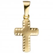 JOBO Anh�nger Kreuz 585 Gold Gelbgold diamantiert matt Kreuzanh�nger Goldkreuz