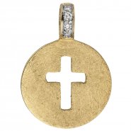 JOBO Anh�nger Kreuz 585 Gold Gelbgold eismatt 4 Diamanten Brillanten Kreuzanh�nger