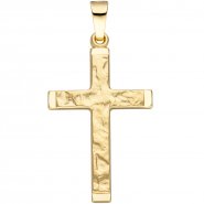 JOBO Anh�nger Kreuz 585 Gold Gelbgold geh�mmert Goldanh�nger Goldkreuz Kreuzanh�nger