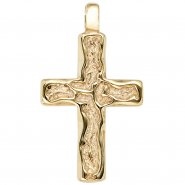 JOBO Anh�nger Kreuz 585 Gold Gelbgold geh�mmert Kreuzanh�nger Goldkreuz