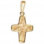 JOBO Anh�nger Kreuz 585 Gold Gelbgold teil geh�mmert Kreuzanh�nger Goldkreuz