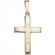 JOBO Anh�nger Kreuz 585 Gold Gelbgold teil geh�mmert Kreuzanh�nger Goldkreuz