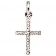 JOBO Anh�nger Kreuz 585 Gold Wei�gold 17 Diamanten Brillanten Kreuzanh�nger Goldkreuz