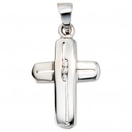 JOBO Anh�nger Kreuz 585 Gold Wei�gold 3 Diamanten Brillanten Kreuzanh�nger Goldkreuz