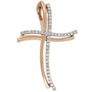 JOBO Anh�nger Kreuz 585 Gold Wei�gold Rotgold bicolor 42 Diamanten Brillanten