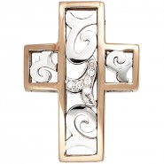 JOBO Anh�nger Kreuz 585 Gold Wei�gold Rotgold bicolor 6 Diamanten Brillanten