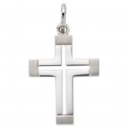 JOBO Anh�nger Kreuz 585 Gold Wei�gold teil matt Kreuzanh�nger Goldkreuz
