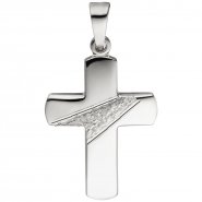 JOBO Anh�nger Kreuz 925 Silber geh�mmert diamantiert Kreuzanh�nger Silberkreuz