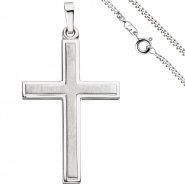 JOBO Anh�nger Kreuz 925 Silber teil matt Kreuzanh�nger Silberkreuz mit Kette 60 cm