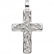 JOBO Anh�nger Kreuz 925 Sterling Silber geh�mmert Kreuzanh�nger Silberkreuz