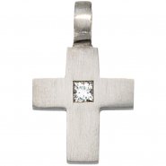JOBO Anh�nger Kreuz 950 Platin matt 1 Diamant 0,06ct. Kreuzanh�nger Platinkreuz