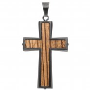 JOBO Anh�nger Kreuz Edelstahl in Holz-Optik