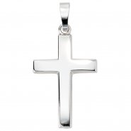 JOBO Anh�nger Kreuz schlicht 585 Gold Wei�gold Kreuzanh�nger Wei�goldkreuz