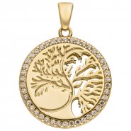 Lebensbaum Anh�nger 333 Gold, 42 Zirkonia