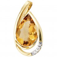 JOBO Anh�nger Tropfen 585 Gold Gelbgold 4 Diamanten Brillanten 1 Citrin Goldanh�nger