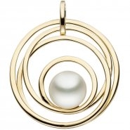 JOBO Anh�nger rund 585 Gold Gelbgold 1 S��wasser Perle Perlenanh�nger Goldanh�nger