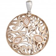 JOBO Anh�nger rund 585 Gold Rotgold Wei�gold bicolor 108 Diamanten Brillanten