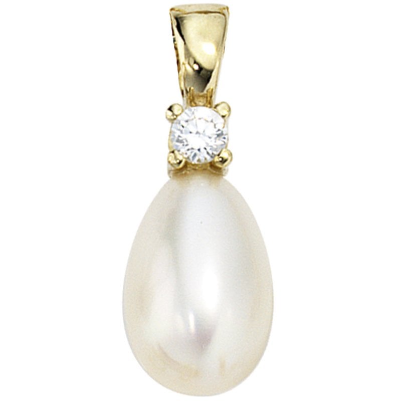 JOBO Anh�nger 333 Gold Gelbgold 1 S��wasser Perle 1 Zirkonia Perlenanh�nger