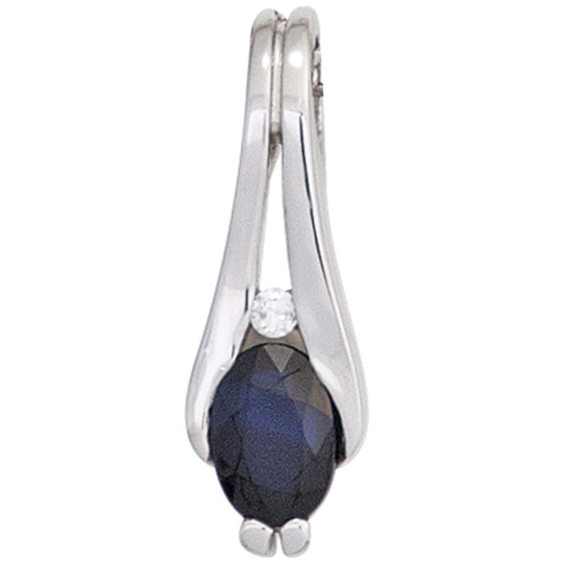 JOBO Anh�nger 375 Wei�gold 1 blauer Saphir 1 Diamant Brillant