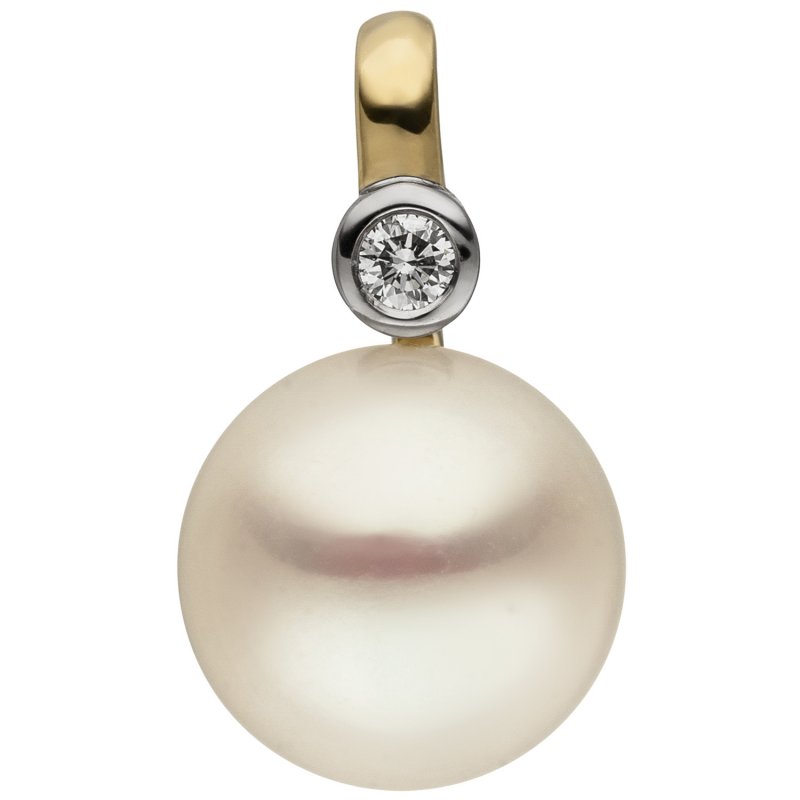 JOBO Anh�nger 585 Gold Gelbgold 1 S��wasser Perle 1 Diamant Brillant