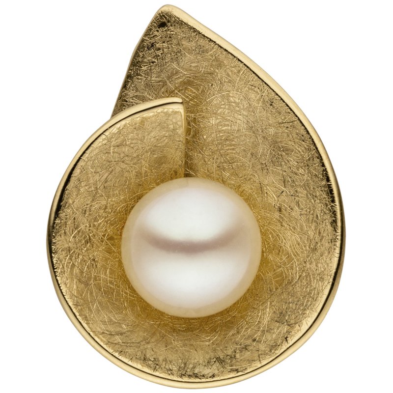 JOBO Anh�nger 585 Gold Gelbgold eismatt 1 S��wasser Perle Perlenanh�nger