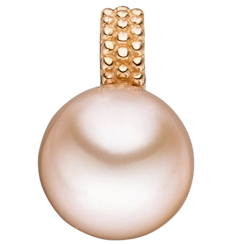 JOBO Anh�nger 585 Gold Rotgold 1 rosa S��wasser-Perle Goldanh�nger Perlenanh�nger