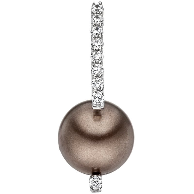 JOBO Anh�nger 925 Sterling Silber 1 braune Perle 9 Zirkonia Perlenanh�nger