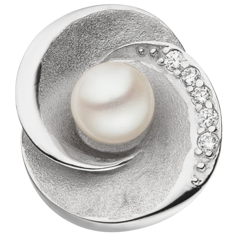 JOBO Anh�nger 925 Sterling Silber matt 1 S��wasser Perle 5 Zirkonia